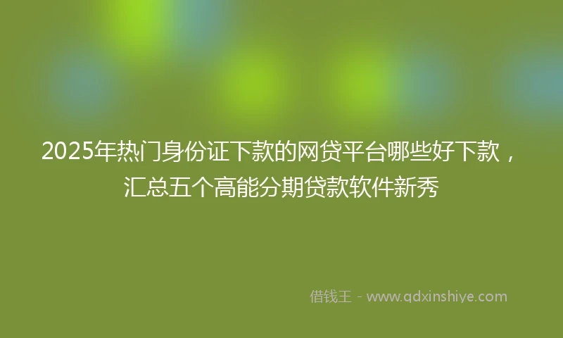 2025年热门身份证下款的网贷平台哪些好下款，汇总五个高能分期贷款软件新秀