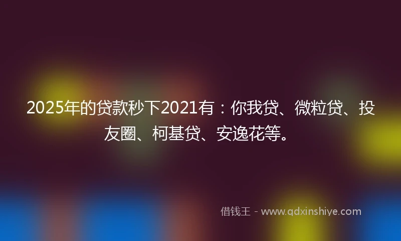 2025年的贷款秒下2021有：你我贷、微粒贷、投友圈、柯基贷、安逸花等。