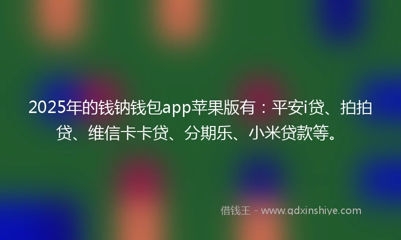 2025年的钱钠钱包app苹果版有：平安i贷、拍拍贷、维信卡卡贷、分期乐、小米贷款等。