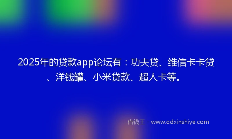 2025年的贷款app论坛有：功夫贷、维信卡卡贷、洋钱罐、小米贷款、超人卡等。