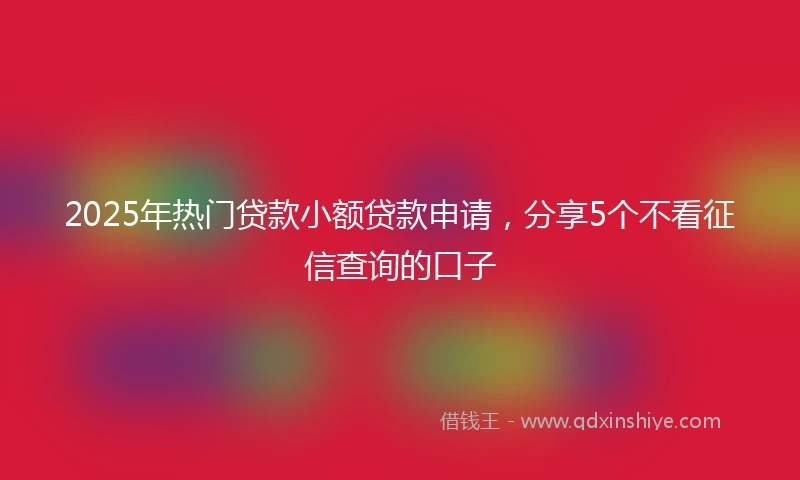 2025年热门贷款小额贷款申请，分享5个不看征信查询的口子