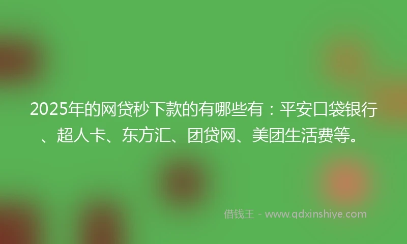 2025年的网贷秒下款的有哪些有：平安口袋银行、超人卡、东方汇、团贷网、美团生活费等。