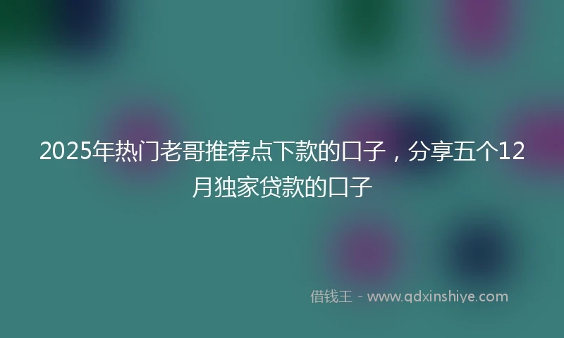 2025年热门老哥推荐点下款的口子，分享五个12月独家贷款的口子
