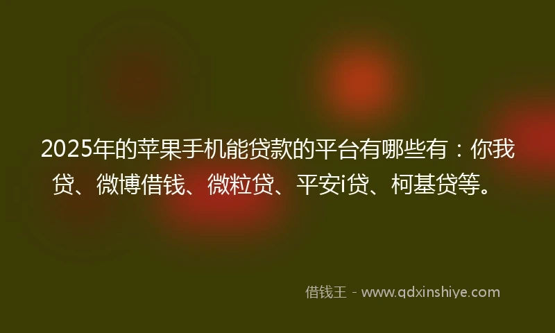 2025年的苹果手机能贷款的平台有哪些有：你我贷、微博借钱、微粒贷、平安i贷、柯基贷等。