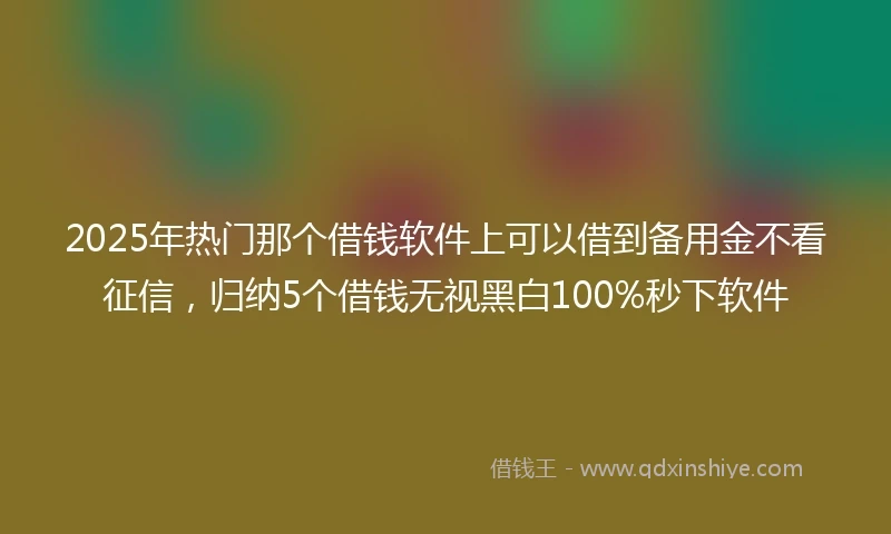 2025年热门那个借钱软件上可以借到备用金不看征信，归纳5个借钱无视黑白100%秒下软件