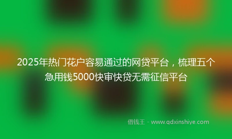 2025年热门花户容易通过的网贷平台，梳理五个急用钱5000快审快贷无需征信平台