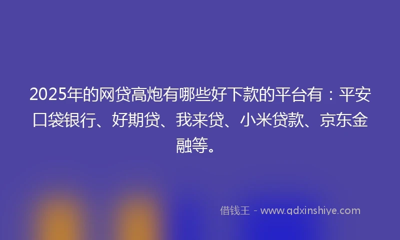 2025年的网贷高炮有哪些好下款的平台有：平安口袋银行、好期贷、我来贷、小米贷款、京东金融等。