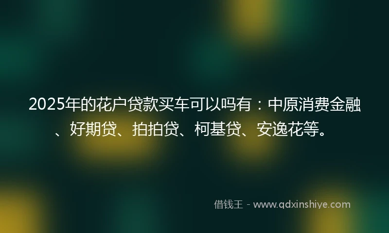 2025年的花户贷款买车可以吗有：中原消费金融、好期贷、拍拍贷、柯基贷、安逸花等。