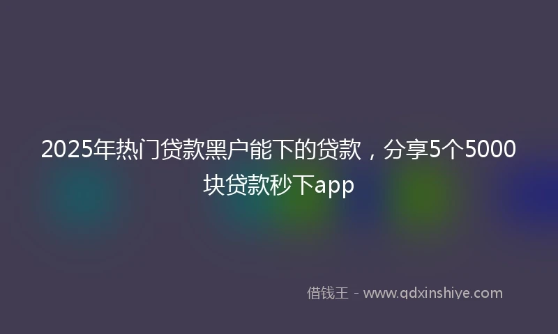 2025年热门贷款黑户能下的贷款，分享5个5000块贷款秒下app