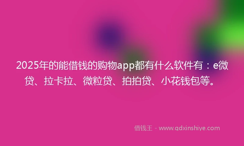 2025年的能借钱的购物app都有什么软件有：e微贷、拉卡拉、微粒贷、拍拍贷、小花钱包等。