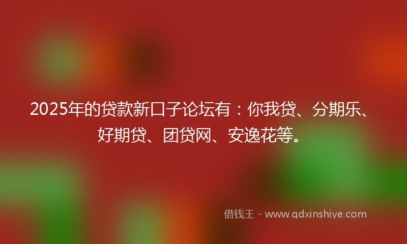 2025年的贷款新口子论坛有：你我贷、分期乐、好期贷、团贷网、安逸花等。