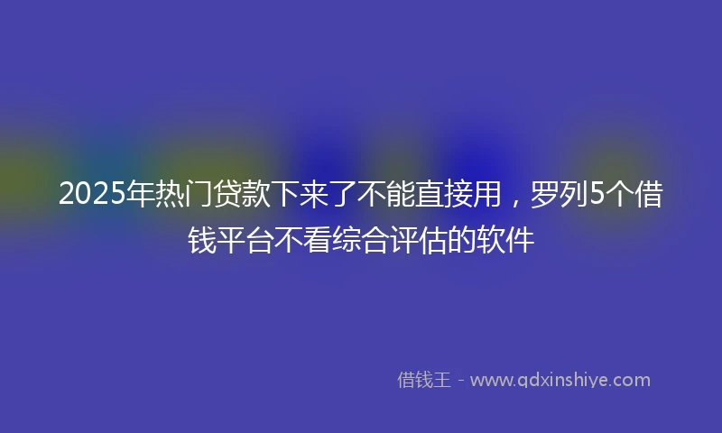 2025年热门贷款下来了不能直接用,罗列5个借钱平台不看综合评估的软件