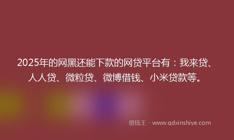 2025年的网黑还能下款的网贷平台有：我来贷、人人贷、微粒贷、微博借钱、小米贷款等。