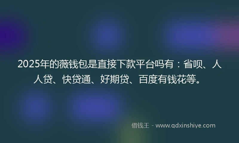 2025年的薇钱包是直接下款平台吗有：省呗、人人贷、快贷通、好期贷、百度有钱花等。