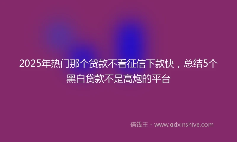 2025年热门那个贷款不看征信下款快，总结5个黑白贷款不是高炮的平台