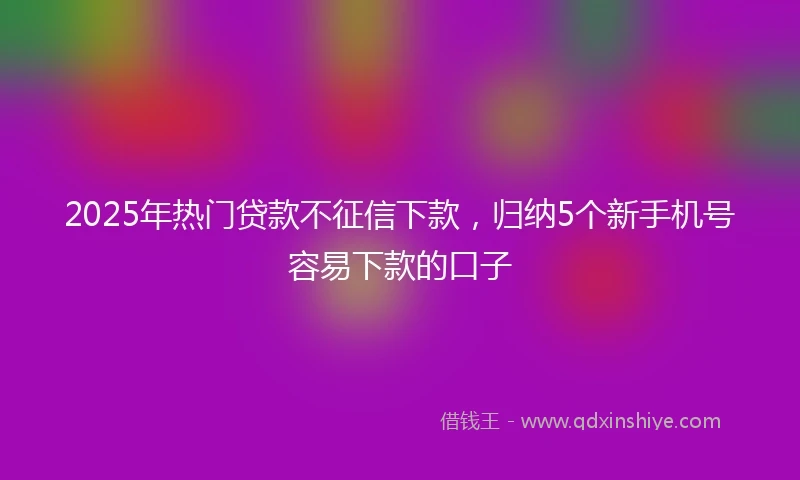 2025年热门贷款不征信下款，归纳5个新手机号容易下款的口子