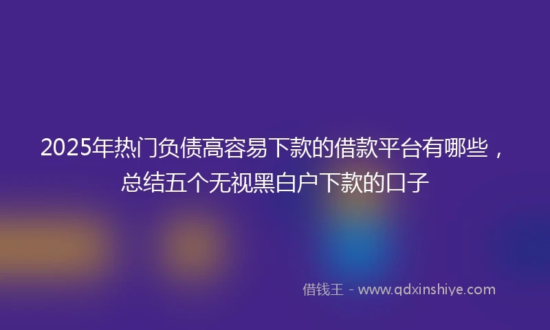 2025年热门负债高容易下款的借款平台有哪些，总结五个无视黑白户下款的口子