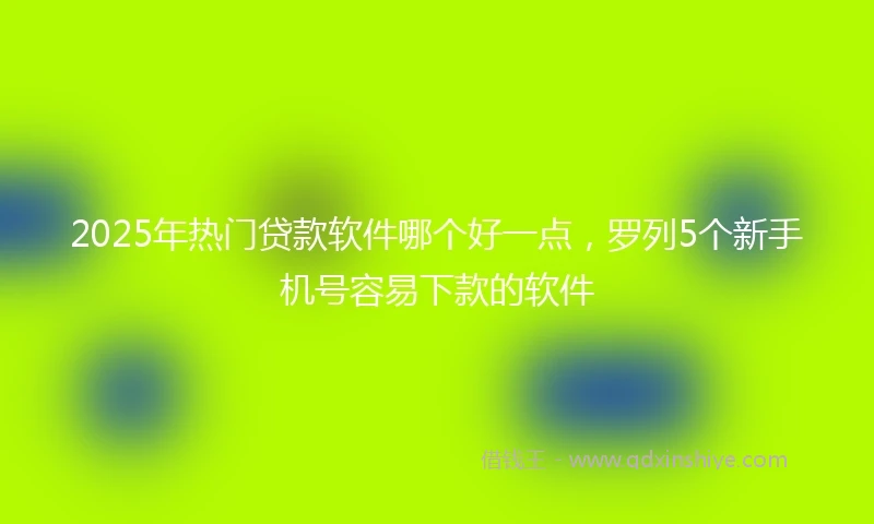 2025年热门贷款软件哪个好一点，罗列5个新手机号容易下款的软件