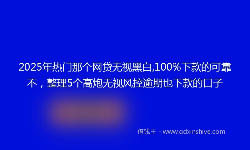2025年热门那个网贷无视黑白,100%下款的可靠不，整理5个高炮无视风控逾期也下款的口子