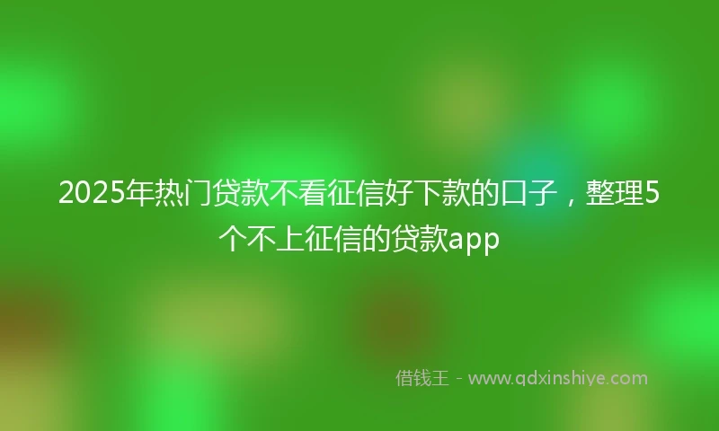 2025年热门贷款不看征信好下款的口子，整理5个不上征信的贷款app