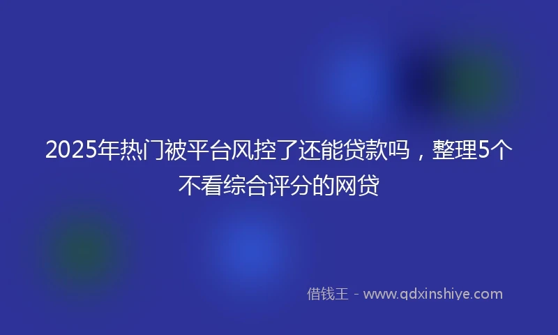 2025年热门被平台风控了还能贷款吗，整理5个不看综合评分的网贷