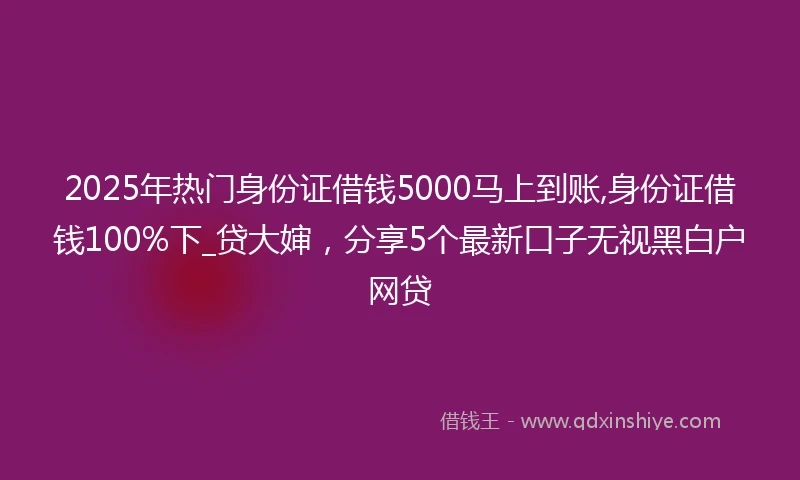 2025年热门身份证借钱5000马上到账,身份证借钱100%下_贷大婶，分享5个最新口子无视黑白户网贷