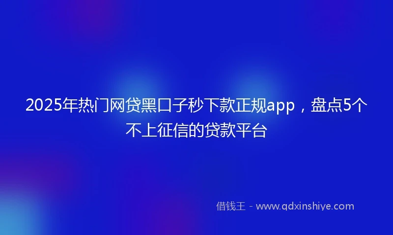 2025年热门网贷黑口子秒下款正规app，盘点5个不上征信的贷款平台