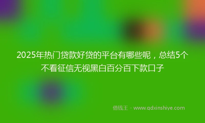 2025年热门贷款好贷的平台有哪些呢，总结5个不看征信无视黑白百分百下款口子