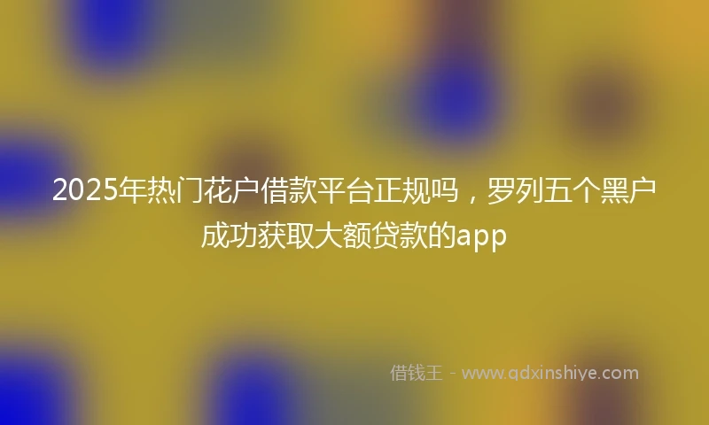 2025年热门花户借款平台正规吗，罗列五个黑户成功获取大额贷款的app