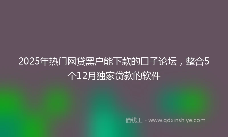 2025年热门网贷黑户能下款的口子论坛，整合5个12月独家贷款的软件