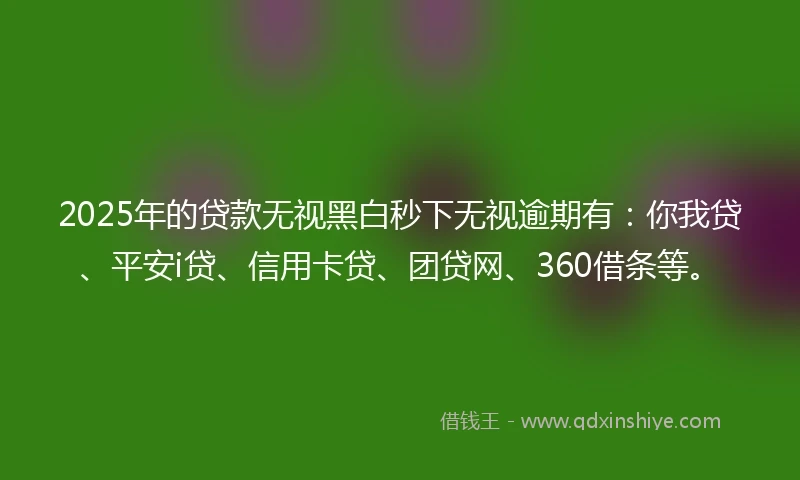 2025年的贷款无视黑白秒下无视逾期有：你我贷、平安i贷、信用卡贷、团贷网、360借条等。