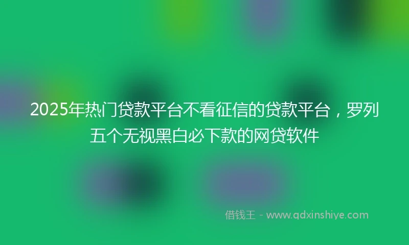 2025年热门贷款平台不看征信的贷款平台，罗列五个无视黑白必下款的网贷软件