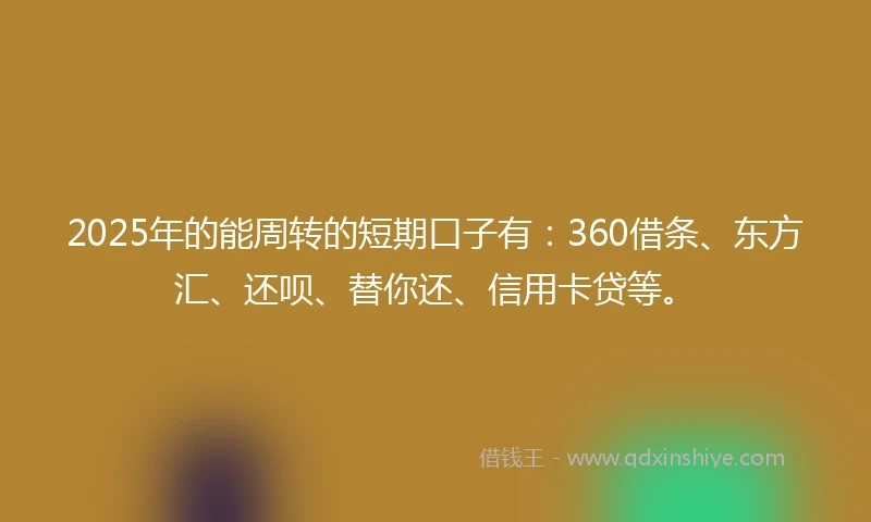 2025年的能周转的短期口子有：360借条、东方汇、还呗、替你还、信用卡贷等。