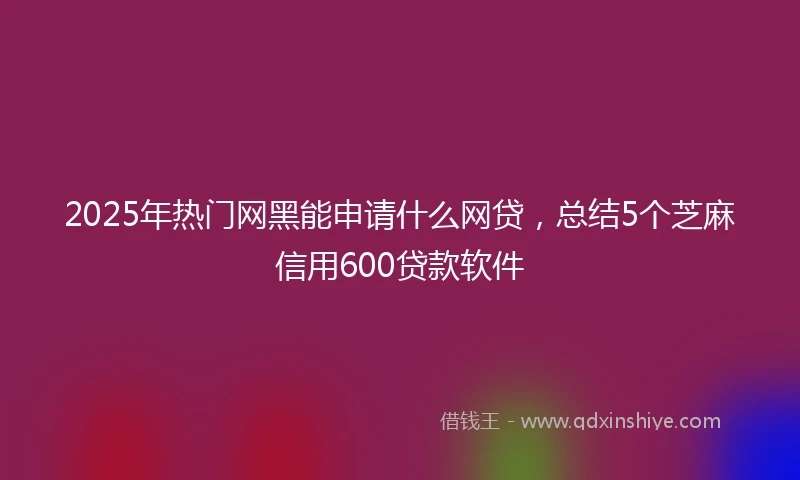 2025年热门网黑能申请什么网贷，总结5个芝麻信用600贷款软件