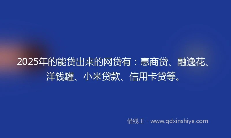 2025年的能贷出来的网贷有：惠商贷、融逸花、洋钱罐、小米贷款、信用卡贷等。
