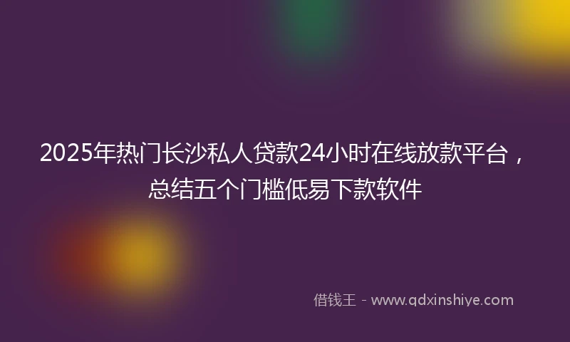 2025年热门长沙私人贷款24小时在线放款平台，总结五个门槛低易下款软件
