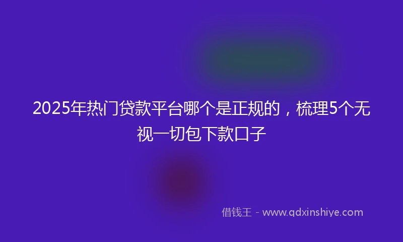 2025年热门贷款平台哪个是正规的，梳理5个无视一切包下款口子
