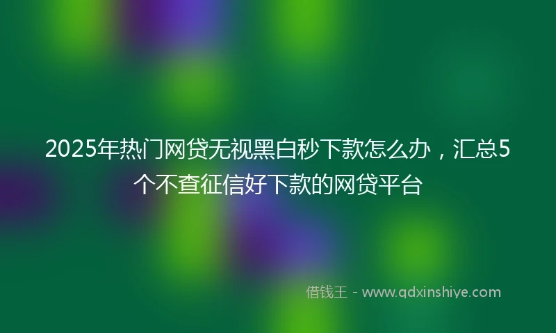 2025年热门网贷无视黑白秒下款怎么办，汇总5个不查征信好下款的网贷平台