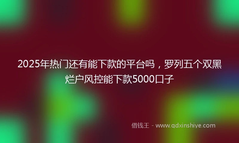 2025年热门还有能下款的平台吗，罗列五个双黑烂户风控能下款5000口子