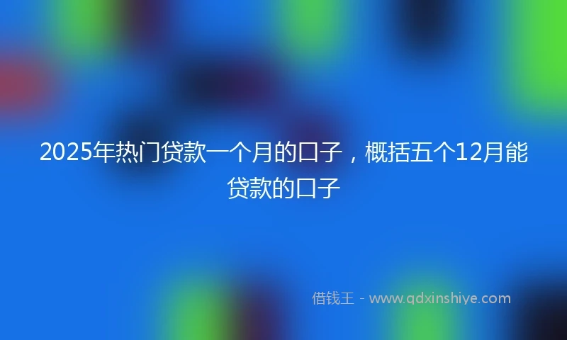 2025年热门贷款一个月的口子，概括五个12月能贷款的口子