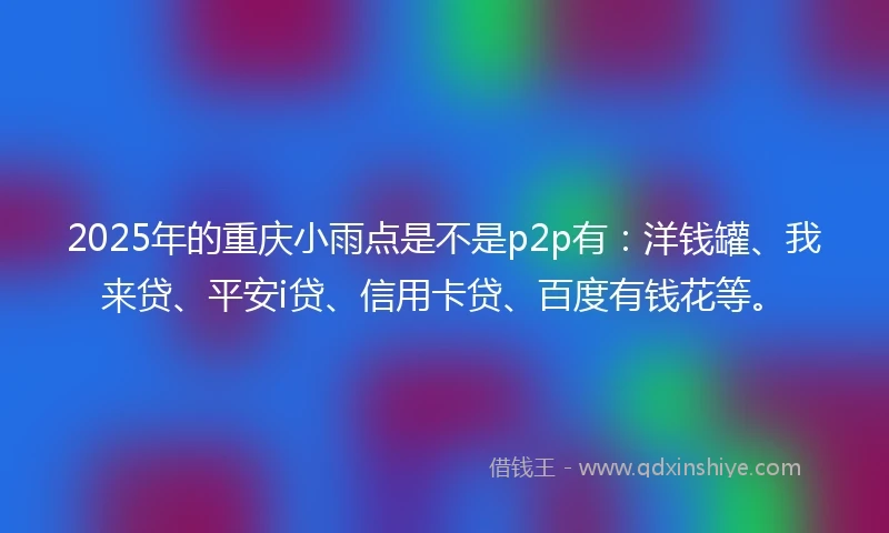 2025年的重庆小雨点是不是p2p有：洋钱罐、我来贷、平安i贷、信用卡贷、百度有钱花等。