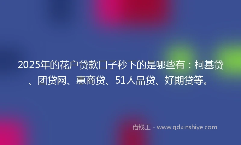 2025年的花户贷款口子秒下的是哪些有:柯基贷、团贷网、惠商贷、51人品贷、好期贷等。