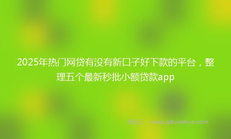 2025年热门网贷有没有新口子好下款的平台，整理五个最新秒批小额贷款app