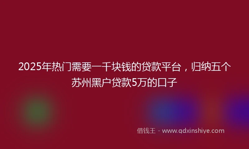 2025年热门需要一千块钱的贷款平台，归纳五个苏州黑户贷款5万的口子