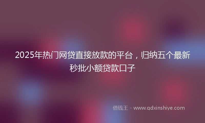 2025年热门网贷直接放款的平台，归纳五个最新秒批小额贷款口子
