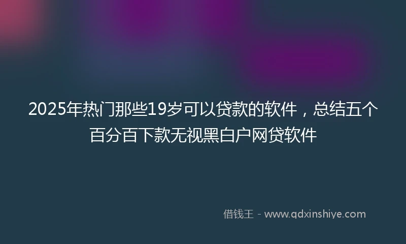 2025年热门那些19岁可以贷款的软件，总结五个百分百下款无视黑白户网贷软件