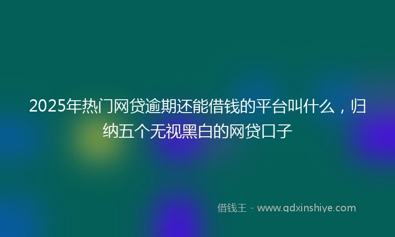 2025年热门网贷逾期还能借钱的平台叫什么，归纳五个无视黑白的网贷口子