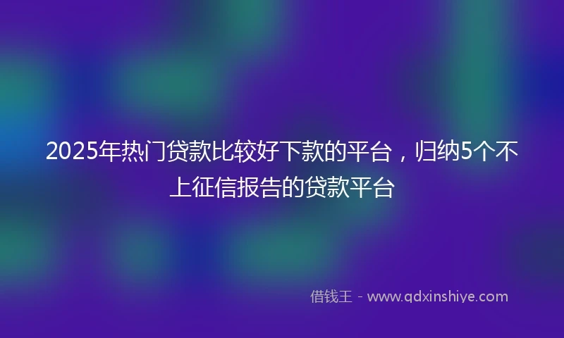 2025年热门贷款比较好下款的平台，归纳5个不上征信报告的贷款平台