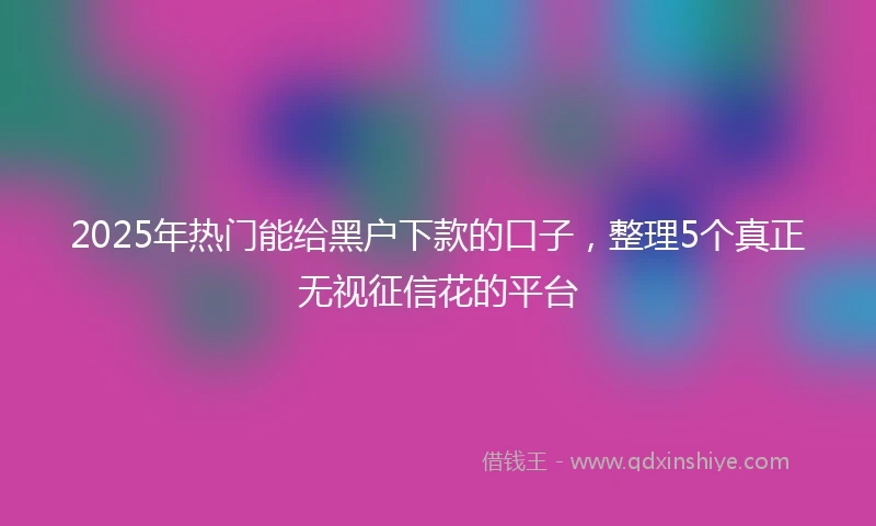 2025年热门能给黑户下款的口子，整理5个真正无视征信花的平台