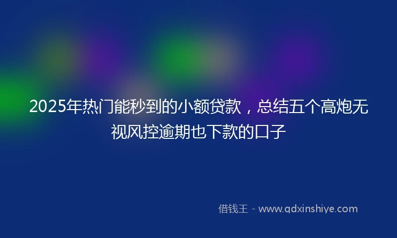2025年热门能秒到的小额贷款，总结五个高炮无视风控逾期也下款的口子